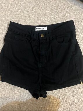 American Apparel Black High-Waist Zip Accent Shorts